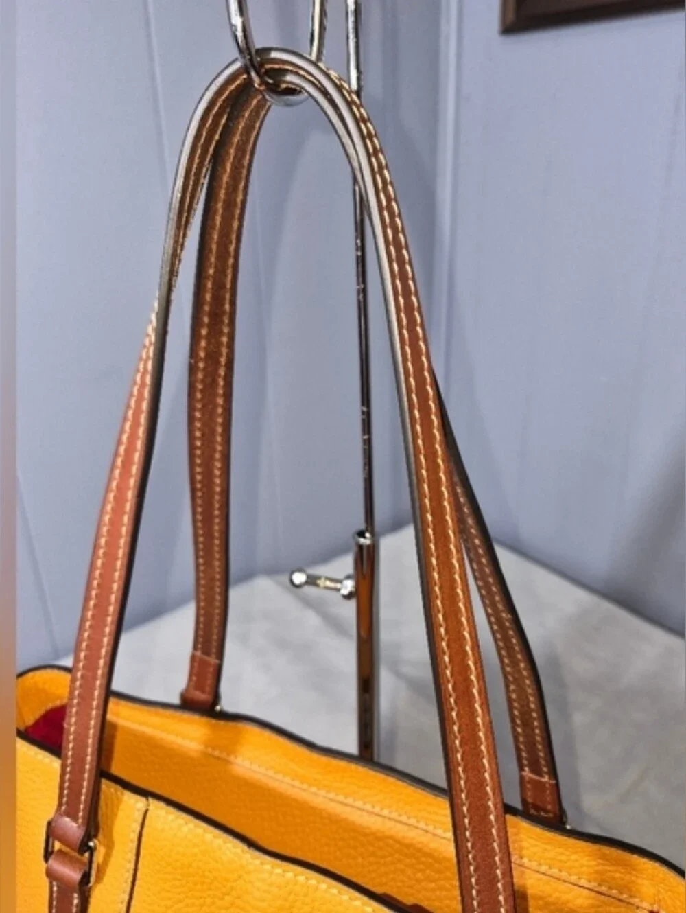 Dooney & Bourke Lexington Pebbled Leather Tote Mustard Yellow Shopper Bag